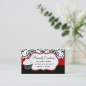 エレガントなダマスク織のカップケーキのベーカリーの名刺 名刺 (スタンド正面)