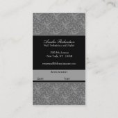 エレガントなダマスク織のサロンの灰色 予約カード (裏面)