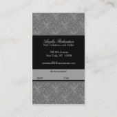 エレガントなダマスク織のサロンの灰色 予約カード (裏面)
