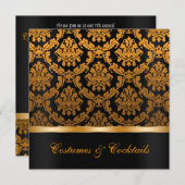 エレガントなダマスク織のハローウィンパーティの招待 招待状 (正面/裏面)