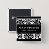 エレガントなダマスク織のブライダルパーティ-花嫁の父 缶バッジ (正面&裏面)