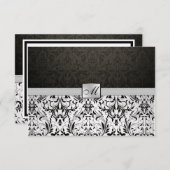 エレガントなダマスク織のモノグラムのサンキューカード サンキューカード (正面/裏面)