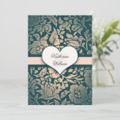 エレガントなダマスク織のリハーサルの夕食の招待状 招待状 (スタンド正面)