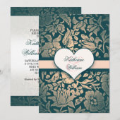 エレガントなダマスク織のリハーサルの夕食の招待状 招待状 (正面/裏面)