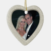 エレガントなダマスク織の初めてのクリスマスの写真のオーナメント セラミックオーナメント (右)