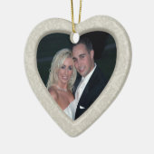 エレガントなダマスク織の初めてのクリスマスの写真のオーナメント セラミックオーナメント (左)