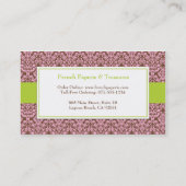 エレガントなダマスク織の名刺 名刺 (裏面)