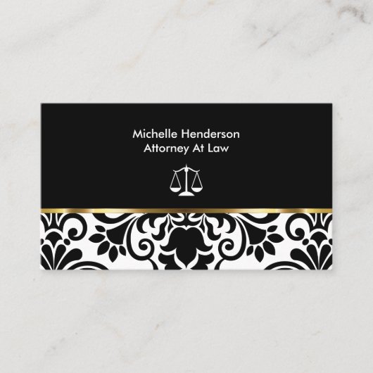 エレガントなダマスク織の弁護士 名刺 (正面)