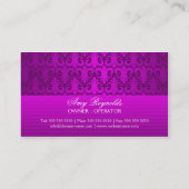 エレガントなダマスク織の紫色の銀製のきらめく 名刺 (裏面)