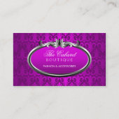 エレガントなダマスク織の紫色の銀製のきらめく 名刺 (正面)