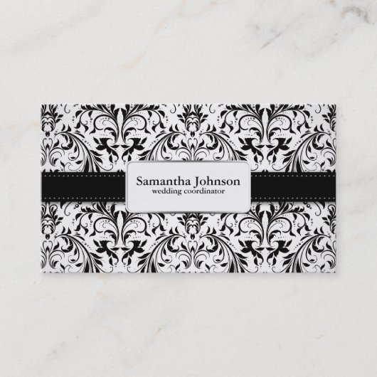 エレガントなダマスク織の結婚式の調整者の名刺 名刺 (正面)