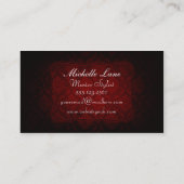 エレガントなダマスク織の美容師の美容師のエメラルド 名刺 (裏面)