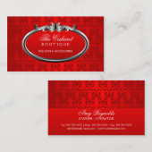 エレガントなダマスク織の赤い銀製のきらめく 名刺 (正面/裏面)