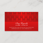 エレガントなダマスク織の赤い銀製のきらめく 名刺 (裏面)