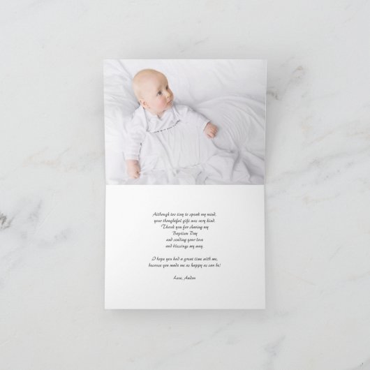 エレガントなダマスク織の青い写真はNotecard感謝していしています サンキューカード (内部)