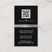 エレガントなダマスク織の黒く、銀製の名刺 名刺 (裏面)