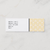 エレガントなダマスク織パターン。 軽い金ゴールド色 スキニー名刺 (裏面)