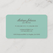 エレガントなダマスク織モダンなブラウン、緑およびベージュ色 名刺 (裏面)