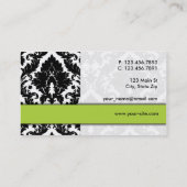 エレガントなダマスク織花パターンモダンでスタイリッシュな緑 名刺 (裏面)