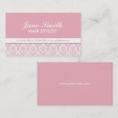 エレガントなダマスク織花パターン美容師のサロン 名刺 (正面/裏面)
