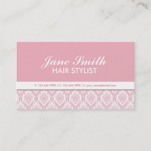 エレガントなダマスク織花パターン美容師のサロン 名刺 (正面)