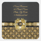 エレガントなダマスク「私たちは移動した」「新しいアドレス」 スクエアシール (正面)