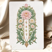 エレガントなダリアのアールヌーボー結婚式 ソフトピンク 招待状