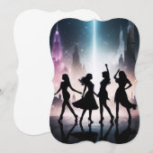 エレガントなダンスパーティーの招待状 (正面/裏面)