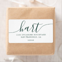 エレガントなダークグリーンのスクリプトファミリー住所