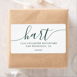エレガントなダークグリーンのスクリプトファミリー住所 ラベル
