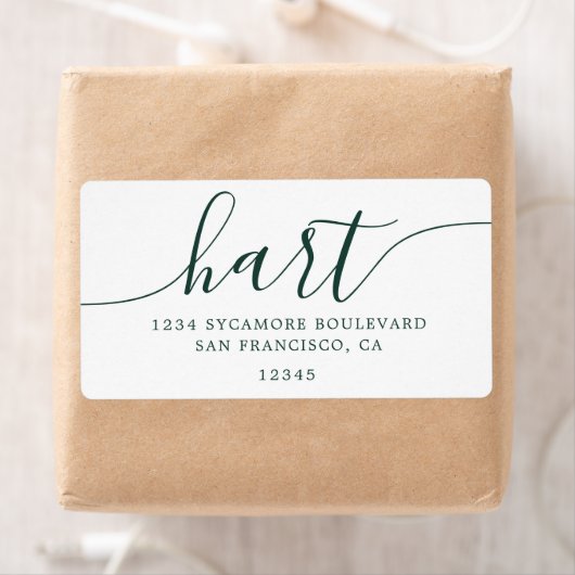 エレガントなダークグリーンのスクリプトファミリー住所 ラベル (インサイチュ)