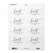 エレガントなダークグリーンのスクリプトファミリー住所 ラベル (フルシート)