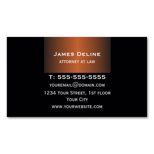 エレガントなダークグレーの銅の弁護士 マグネット名刺 (正面)