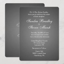 エレガントなダークシルバー結婚式招待状 招待状