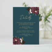 エレガントなダークテール バーガンディ フローラル ウェディング エンクロージャーカード (スタンド正面)