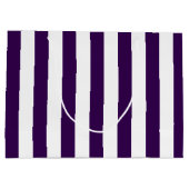 エレガントなダークパープルとホワイトのストライプ柄 ラージペーパーバッグ (裏面)