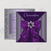 エレガントなダークパープルのキンセアニエラパーティー 招待状 (正面/裏面)