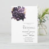 エレガントなダークパープルのバラの結婚式招待状 招待状 (スタンド正面)