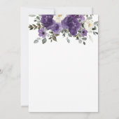 エレガントなダークパープル ホワイト フラワー グリーン ウェディング 招待状 (裏面)