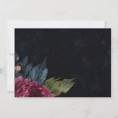 エレガントなダークピンクの花の水彩画の感謝カード 招待状 (裏面)