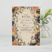 エレガントなダークフラワーのハロウィンパーティー 招待状 (スタンド正面)