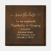 エレガントなダークブラウンとゴールドのアクセントがおしゃれなSave the Dateのお知らせ マグネット (正面)