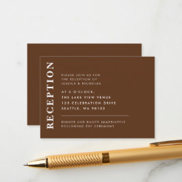 エレガントなダークブラウンのシンプルな結婚式の披露宴 エンクロージャーカード