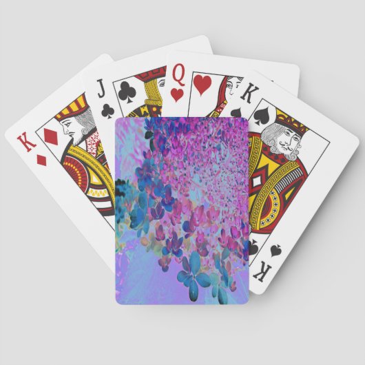 エレガントなダークブルーとマゼンタのライムライトアジサイ トランプ (裏面)