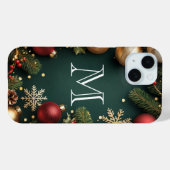 エレガントなダークブルーのクリスマスモノグラム Case-Mate iP iPhoneケース (裏面 (横))
