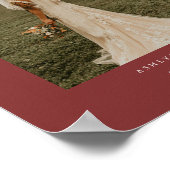 エレガントなダークレッドの結婚式 カップル フォト アーチ ポスター (角)