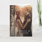 エレガントなダーク縦オーバーレイ結婚式の写真が折り畳まれた サンキューカード (正面)