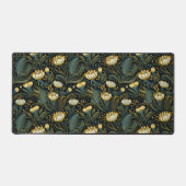 エレガントなダーク フローラル アールヌーヴォー パターン デスクマット (正面)