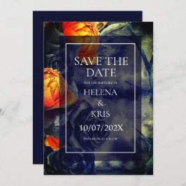 エレガントなダーク フローラル ウェディング セーブザデート