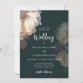 エレガントなダーク フローラル ロマンティック ウェディング 招待状 (正面)